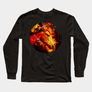 Fire horse, horse of fire, horse on fire. Distressed circle. Long Sleeve T-Shirt